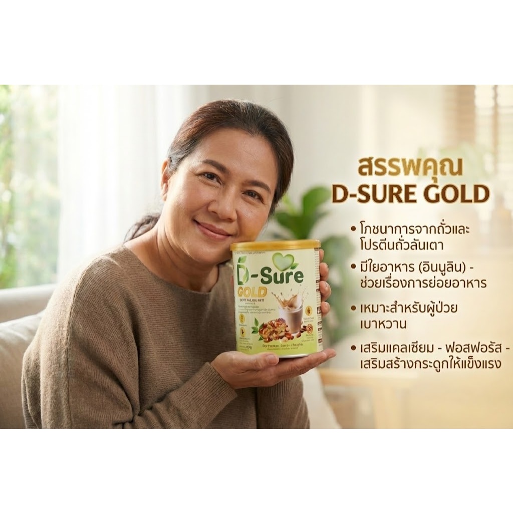 D-Sure Gold 1 กล่อง เสริมโภชนาการครบถ้วน ออกแบบมาเพื่อผู้ป่วยเบาหวานโดยเฉพาะ