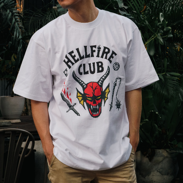 era-won เสื้อยืดเอราวอนแขนสั้น T-Shirt Oversize สกรีน era-won x stranger things สี Hellman White