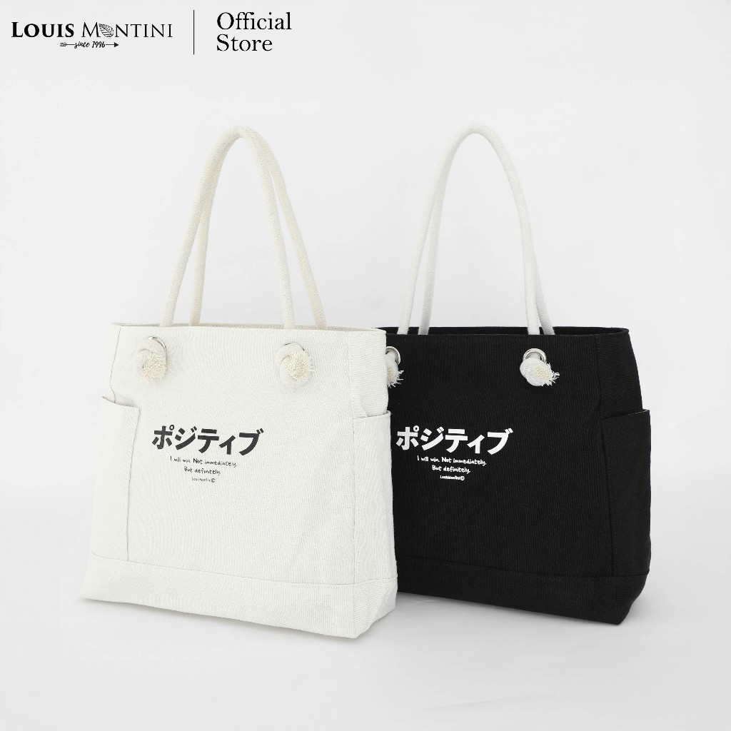 [ส่งด่วนฟรี] Louis Montini กระเป๋าผ้าช้อปปิ้ง กระเป๋าผ้าแคนวาสรักษ์โลก ดีไซน์ญี่ปุ่น Canvas bag WHB05
