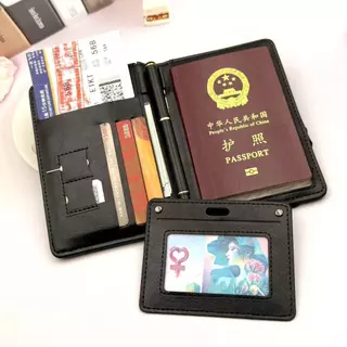 ผู้หญิงผู้ชาย RFID Vintage ธุรกิจหนังสือเดินทางครอบคลุมผู้ถือ Multi-Function ID Bank การ์ดกระเป๋าสตางค์หนังอุปกรณ์เสริมท