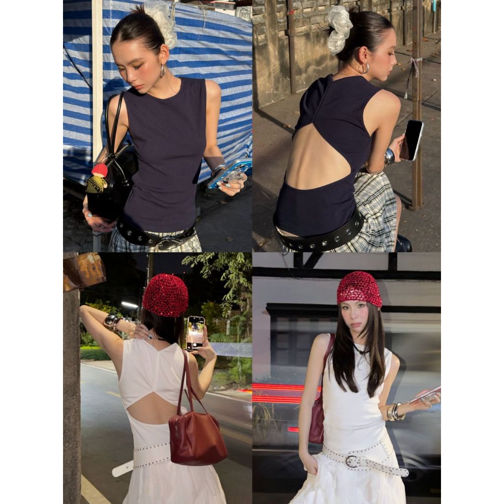 Lazy - cc - Messi top - เสื้อแขนกุด เว้าหลัง ผ้าร่องเนื้อนุ่ม (พร้อมส่ง)