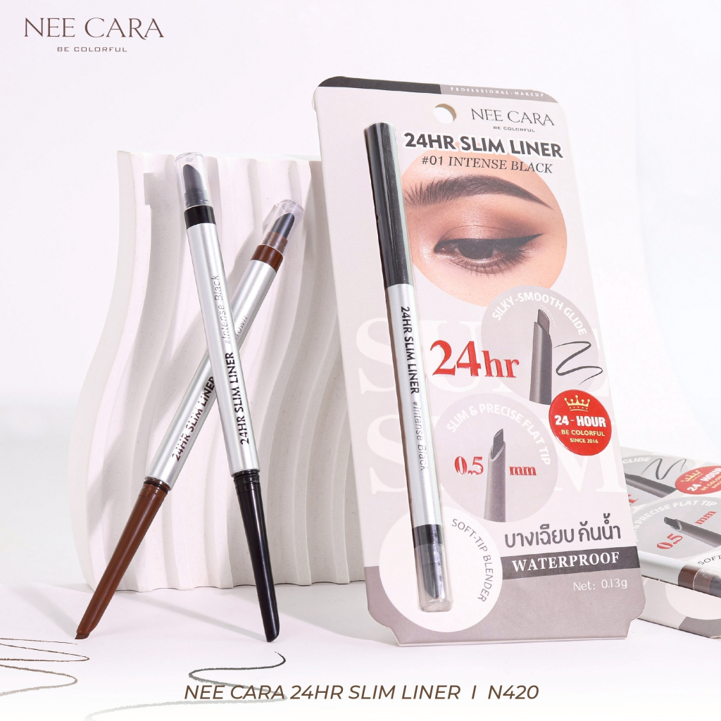 NEE CARA 24HR SLIM LINER N420 อายไลเนอร์ หัวแบน 0.5 MM.