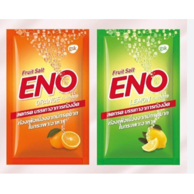 ENO Fruit Salt อีโน ฟรุต ซ้อลต์ รสส้ม รสมะนาว ลดกรด บรรเทาอาการ ท้องอืด ท้องเฟ้อ