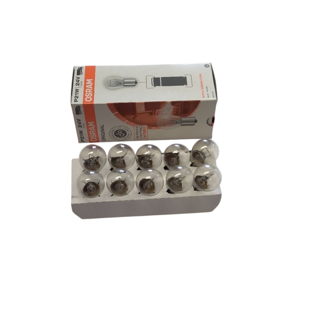 10 ดวง หลอดไฟท้าย ไฟเลี้ยว ไฟถอยOSRAM P21W  24V 1จุด 21W คุณภาพสูง