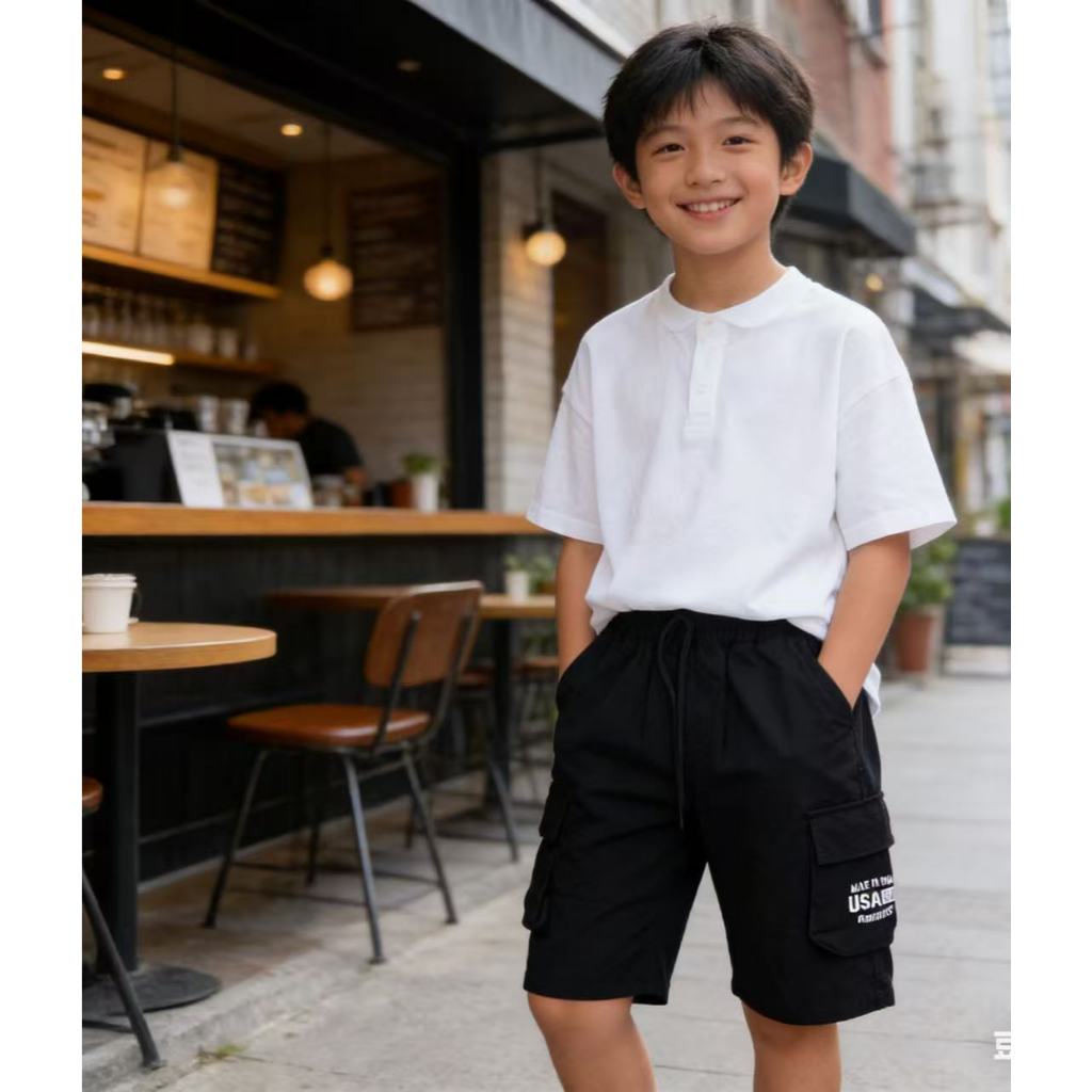 page kids ขายดีอันดับ1 กางเกงขาสั้นเด็กคาร์โก้ ใส่เท่ ใส่ได้ทุกฤดู พร้อมส่ง กางเกงขาสั้นเด็กผู้ชายสไตล์คาร์โก้ เท่ๆ ใส่ส