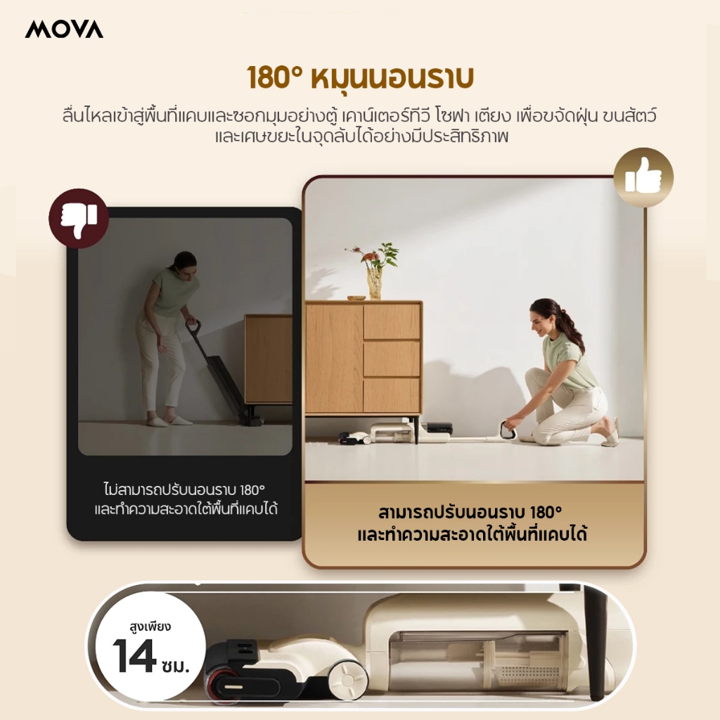 【HOT】MOVA K30 /K30 pro Wet and Dry Vacuum 18000Pa เครื่องดูดฝุ่นถูพื้น ราบพื้นได้ 180° เป่าแห้งด้วยลมร้อน 60°C - รูปที่ 6
