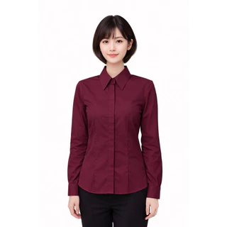 เสื้อเชิ้ดเเขนยาวทำงานเข้ารูปผ้าร่องปี้เก้ทรงสุภาพจร้า6สีจร้า