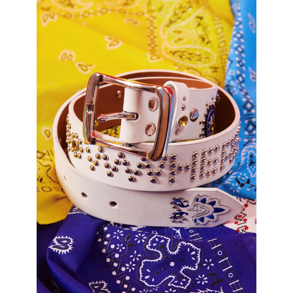 KNOWWHERE WHITE PAISLEY RIVET BELT