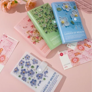 สมุดออมเงิน 100ซอง ซองความท้าทายประหยัดเงิน, กันน้ํา Mini Binder Saving Challenge, สมุดออมเงินพกพา พรินต์ลายดอกไม้