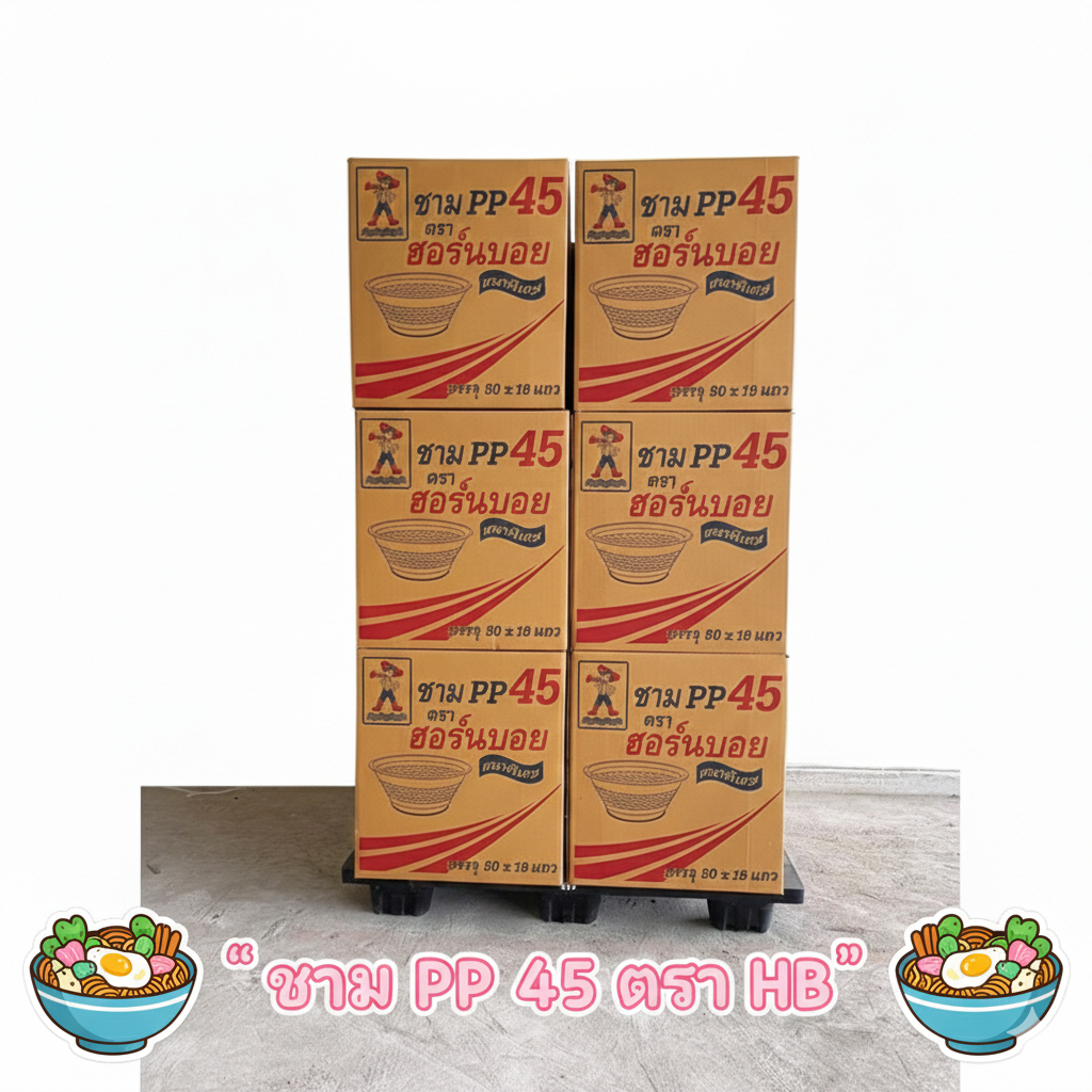 ชามพลาสติก PP 45 มม. ตราHB ยกลัง 18 ห่อ 50 ใบ