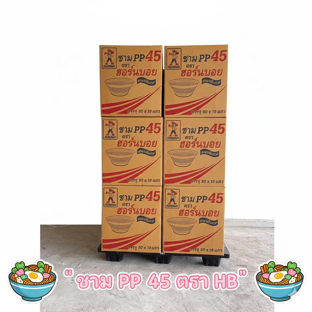 ชามพลาสติก PP 45 มม. ตราHB ยกลัง 18 ห่อ 50 ใบ