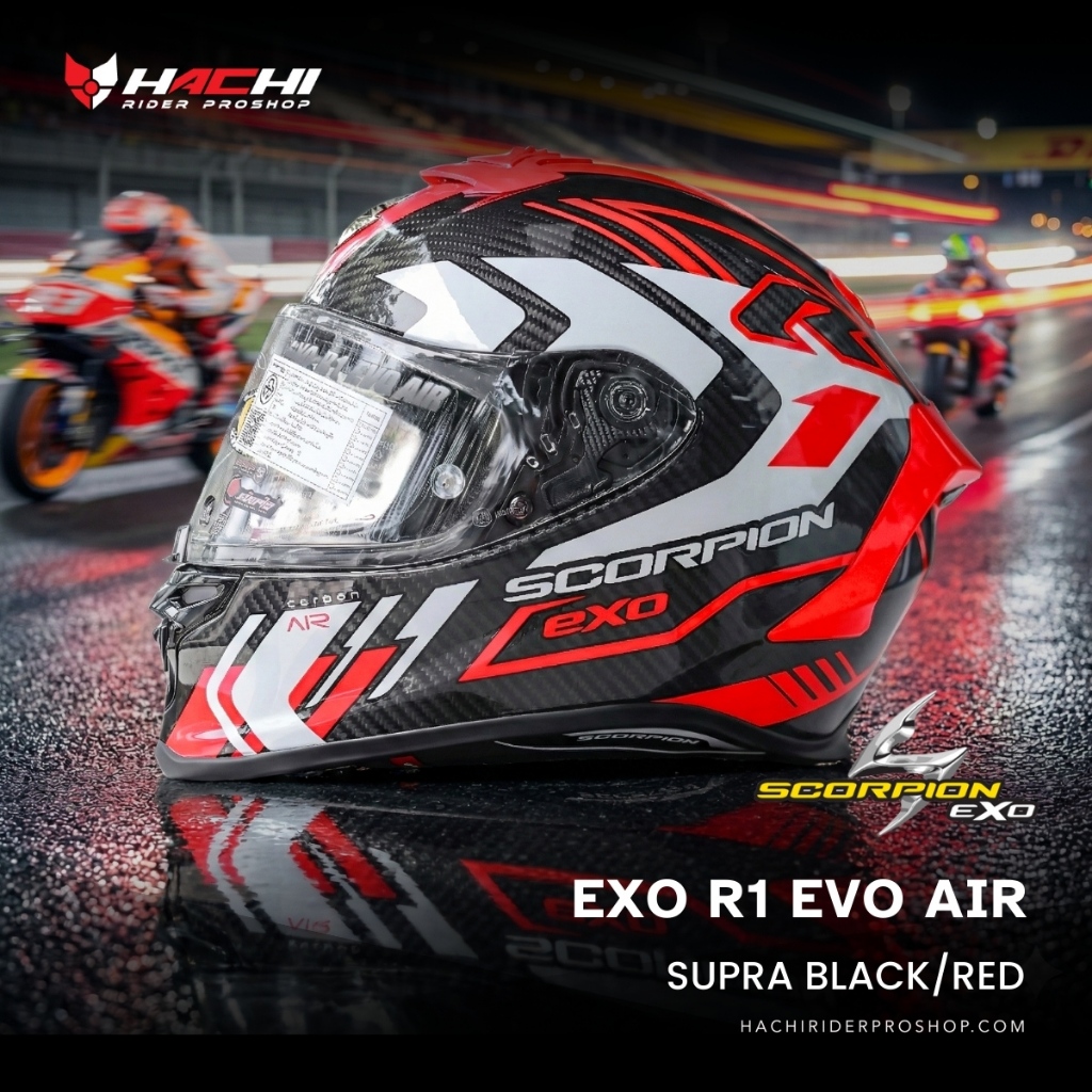 SCORPION EXO R1 EVO CARBON AIR - Supra Black/Red