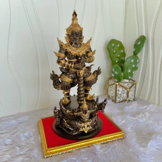 ท้าวเวสสุวรรณ สูง12นิ้ว (ฐานครุฑ) แร่เหล็กน้ำพี้ แถมฟรีฐานรอง