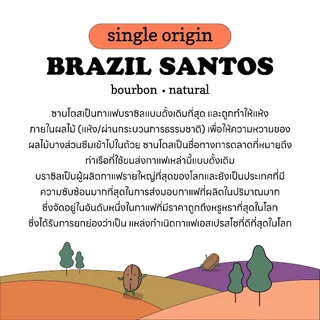 Frank's : เมล็ดกาแฟคั่วกลางเข้ม บลาซิล ซานโต้ส Brazil Santos เกรดพรีเมี่ยม 200g.-1kg.(Single Origin)