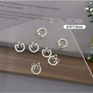 XJ3.[ไซส์จิ๋ว6.5x7.5mm][ถุงละ 10 ตัวต่อสี]อะไหล่ขนาดเล็ก วงกลมโบว์มุกไซส์จิ๋ว งานน่ารักมากกกกก
