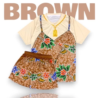 ( TTSSET07 ) ชุดเซท ขาสั้น เสื้อยืด ลายสายเดี่ยว กระโจมอก 7สี มีไซส์ L-2XL