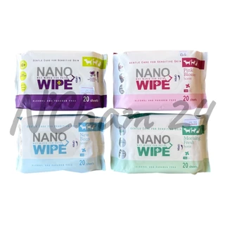 Nano Wipe บรรจุ 20 และ 80 ผืน ผ้าเปียก ทำความสะอาด สัตว์เลี้ยง แมว สุนัข ชูก้า หนูแฮม