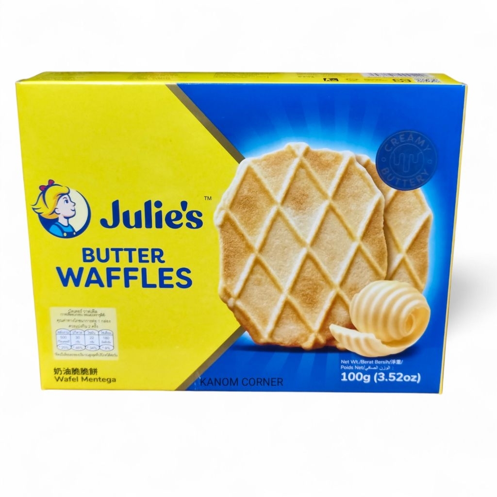 Julie's Butter Waffles วาฟเฟิลอบกรอบรสเนย ตราจูลี่ส์ ขนาด 100 กรัม