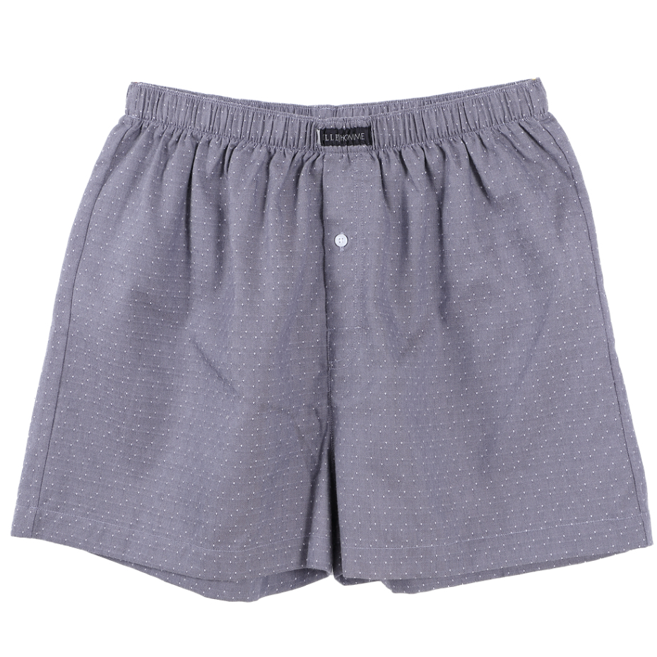 ELLE HOMME BOXER ผ้าฝ้าย 100% ลายจุด สีน้ำเงินเข้ม ขอบเอวติดเนมแบรนด์ PACK 1 ชิ้น รุ่น - MKPX502