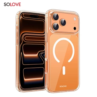SOLOVE เคสใสสำหรับ iPhone ทุกรุ่น เคสกันกระแทก แรงดูดสูง พรีเมี่ยม ไม่เหลืองง่าย
