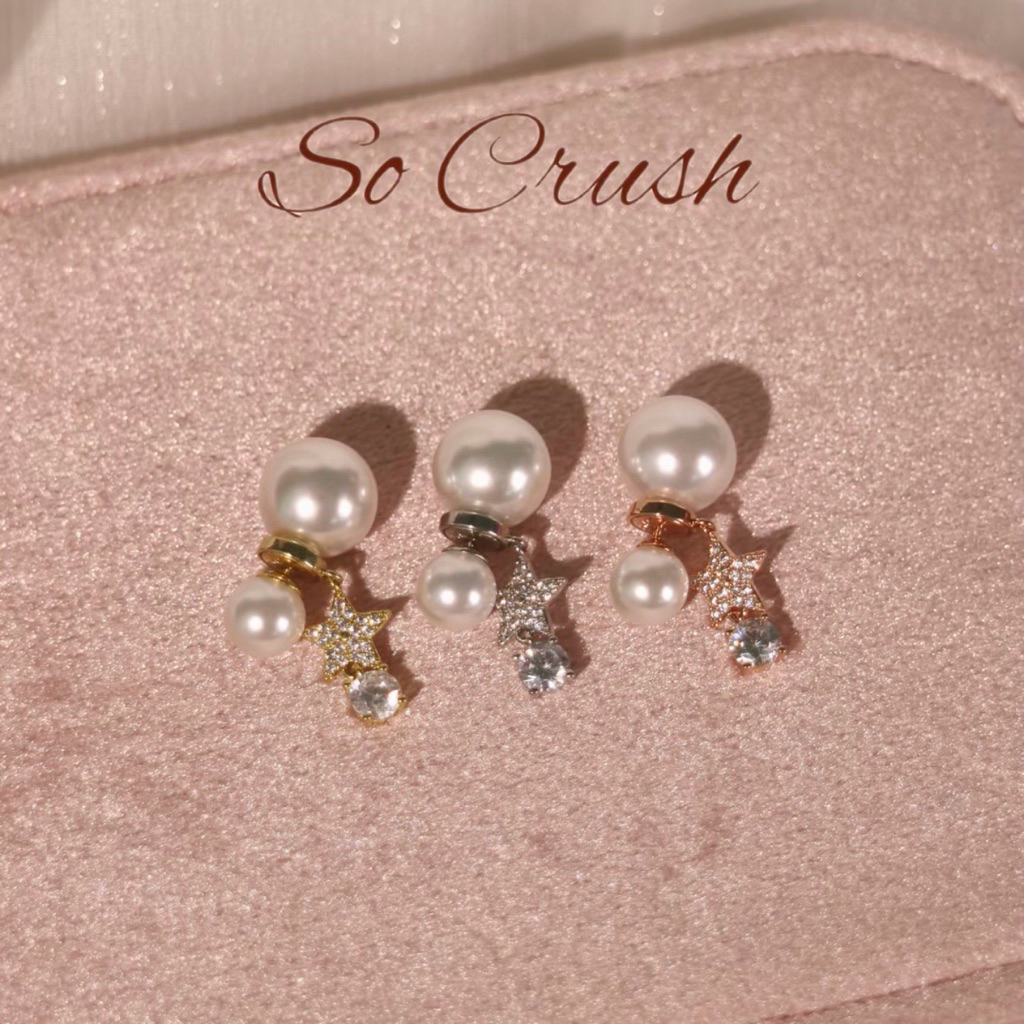 Socrush.bkk | SPARKLE PEARL earrings | SE-038 | ต่างหู ดาว มุก เพชร