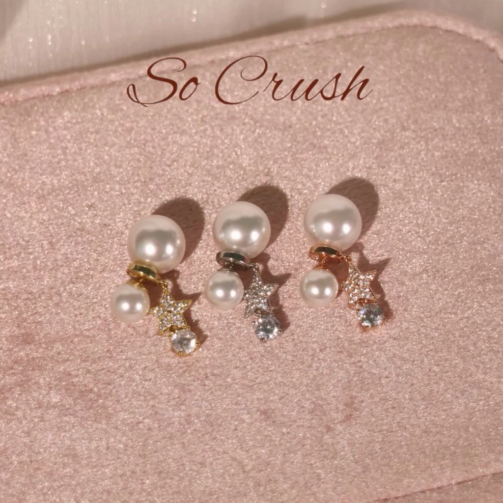 Socrush.bkk | SPARKLE PEARL earrings | SE-038 | ต่างหู ดาว มุก เพชร