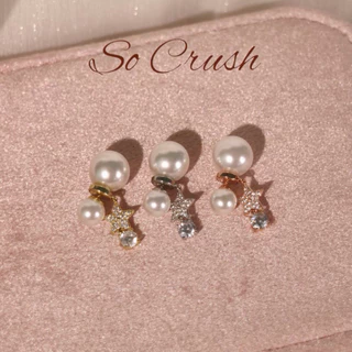 Socrush.bkk | SPARKLE PEARL earrings | SE-038 | ต่างหู ดาว มุก เพชร