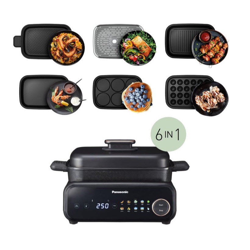 Panasonic 6-in-1 Space saving Electric Multi Cooker, Electric Grill, BBQ, Grill, Steam cooker หม้อไฟ