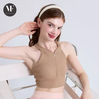 VF- Alice Bra: Sportbra (สปอร์ตบรา) ชุดออกกำลังกายผู้หญิง โยคะ พิลาทิส มีซิปรูดด้านหน้า ด้านหลังเว้าตัวยู บราในตัว