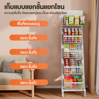 BN ชั้นวางขนม ปรับระยะระหว่างตะกร้าได้ ฟรีตะขอ 10 อัน ชั้นวางของร้านค้า มีของแขวน นวางของร้านค้า ชั้นขายของมีล้อ