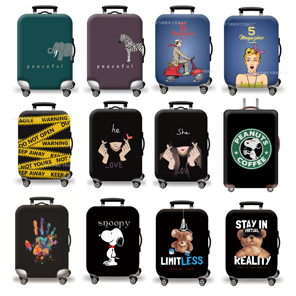 พร้อมส่ง ผ้าคลุมกระเป๋าเดินทางผ้ายืด (Black Edition) กันฝุ่น กันรอย สำหรับขนาด 20/24/26/28/30 นิ้ว Set 2