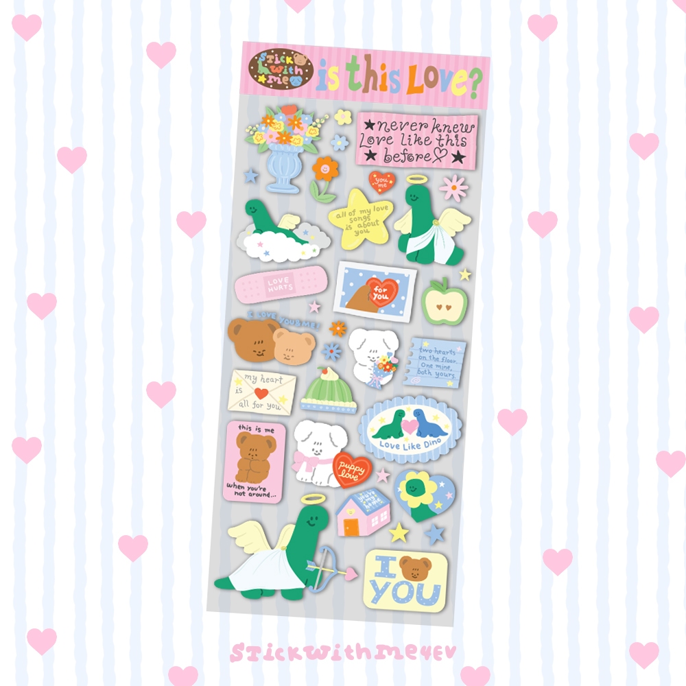 Valentine2026 Is This love? Sticker สติกเกอร์พรีเมียมไซส์ 3.5×8นิ้ว รุ่นวาเลนไทน์ 2026 | Stickwithme4ev original