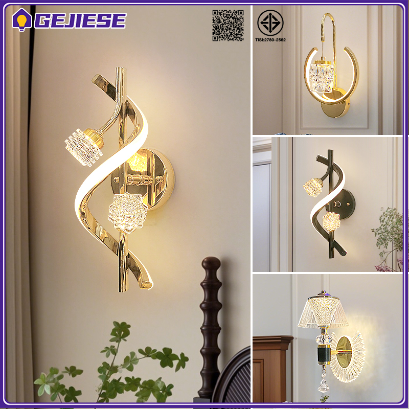 GEJIESE ไฟติดผนัง คริสตัลไฟติดผนัง 3สี ไฟ led ไฟหัวเตียง ตกแต่งห้อง ไฟห้องนอน ไฟกลางคืน  แบบมินิมอล คมไฟผนัง
