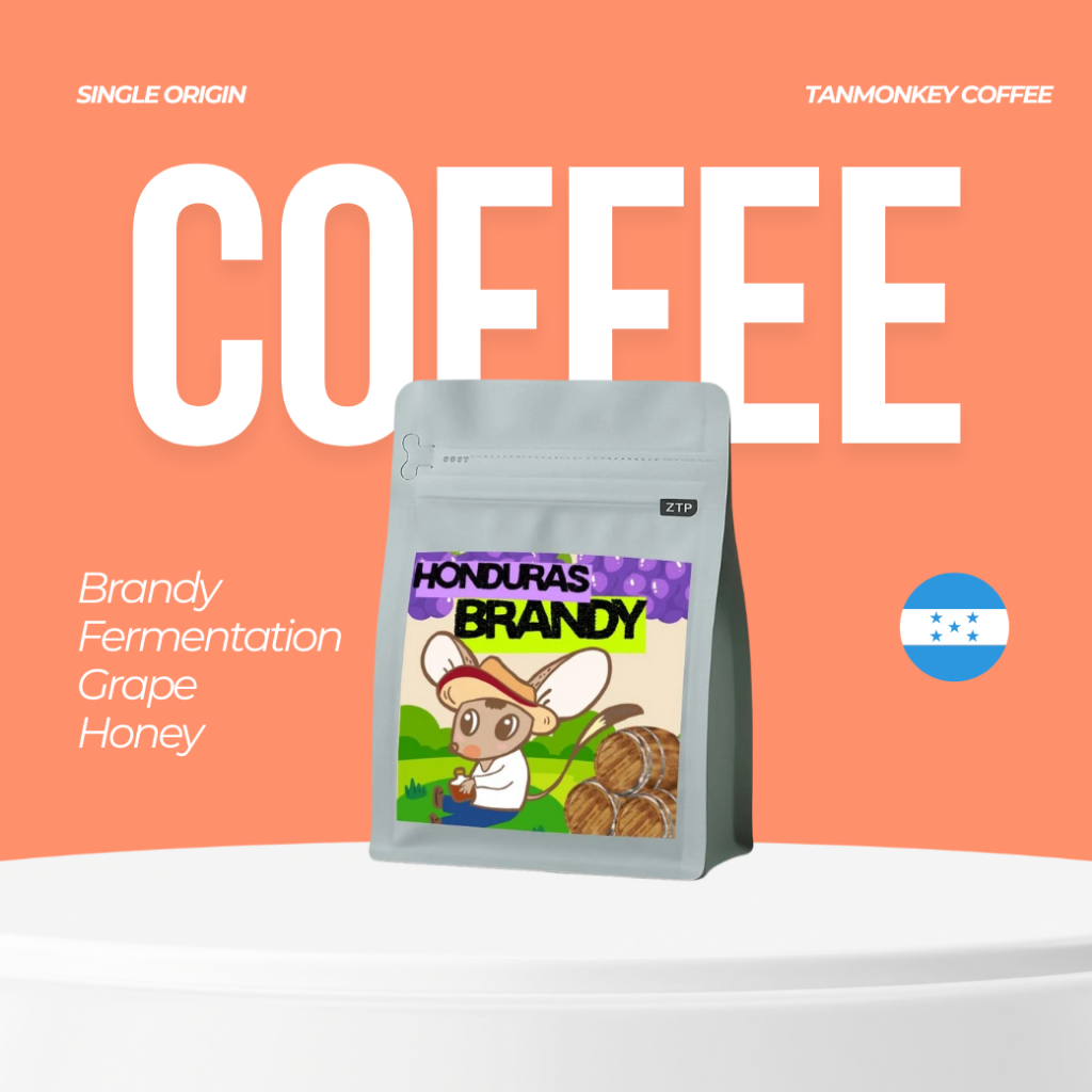 Tanmonkey Coffee เมล็ดกาแฟคั่ว Honduras Brandy Barrel Fermentation Lychee คั่วอ่อน ( Light Roasted)