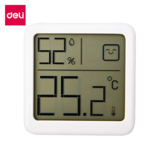 Deli เครื่องวัดอุณหภูมิและความชื้น ระบบดิจิตอล จออ่านง่าย ค่าแม่นยำ Thermometer Hygrometer