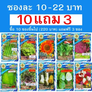 เมล็ดผัก สี่ทิศ ซองฟ้า ซื้อ 10 ซองขึ้นไป (220 บาท) แถมฟรี 3 ซอง