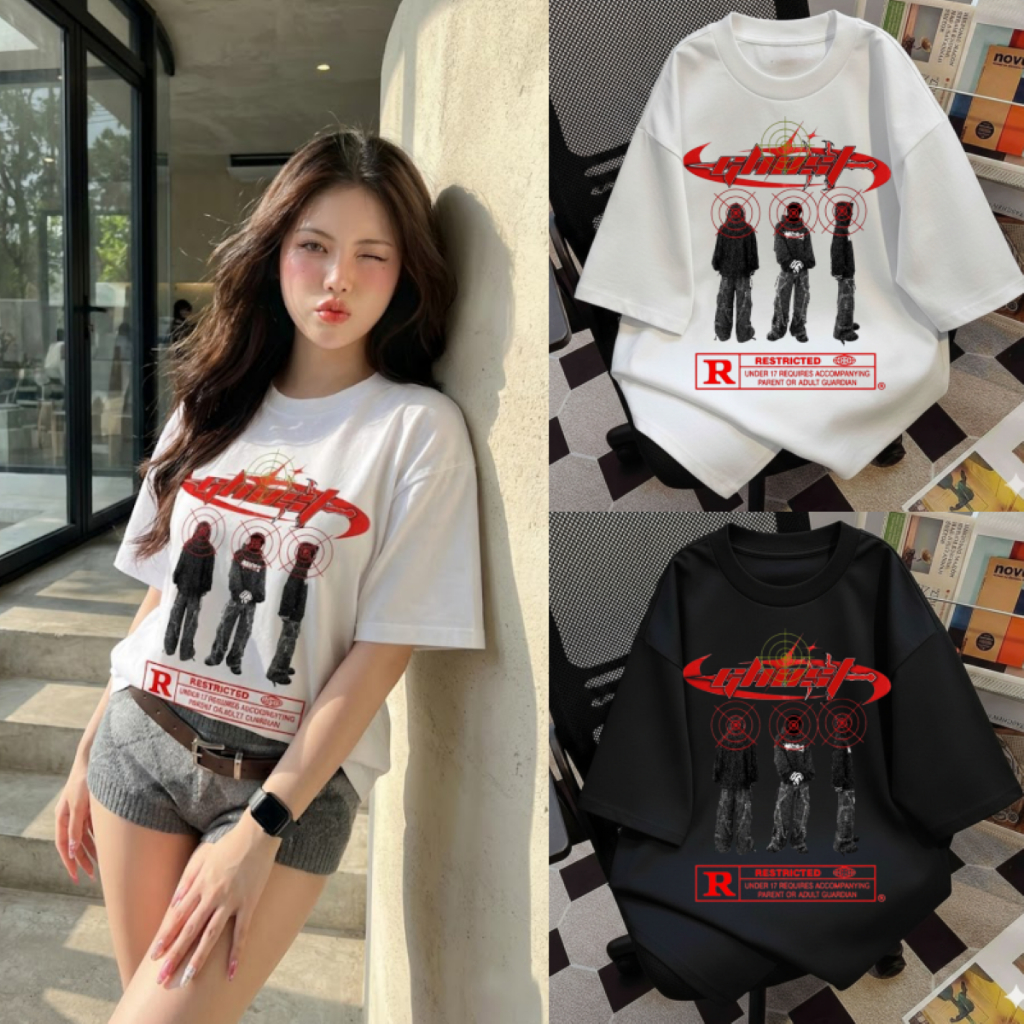 🌈SpinnyHouse🌈เสื้อยืด โอเวอร์ไซส์ OVERISIZE สกรีนลาย STREETWEAR พร้อมส่ง เสื้อคู่ มีไซส์ S-2XL รุ่น OVERSIZE 009