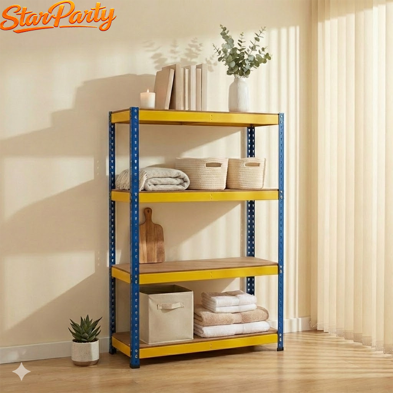 starparty แก้ปัญหาห้องรก! ชั้นวางของอเนกประสงค์ รับน้ำหนักได้เยอะ สีน้ำเงิน-เหลือง ตกแต่งห้องสวย