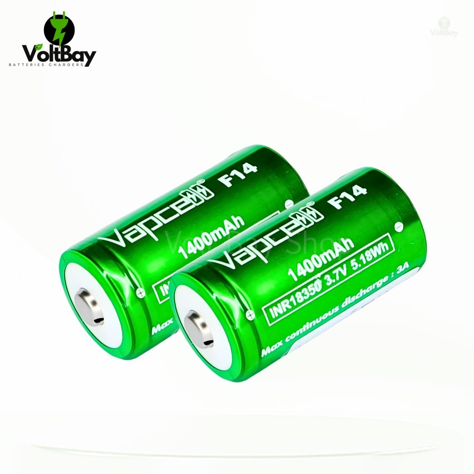 (หัวนูน) Vapcell  ถ่านชาร์จ 18350 3.7V  F14 1400mah 3A ราคา ถูกที่สุด ดีลบีเคเค แกลเลอรีภาพที่ 4