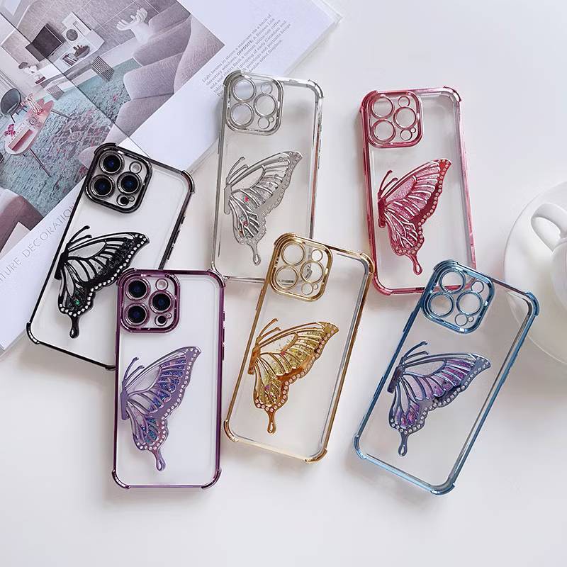 เคส ผีเสื้อ สำหรับ OPPO Reno15 15F 15Pro 15Promax Reno14 14F 13F เคส ตั้งได้ ขอบสี กันกล้อง สวยหรู พ