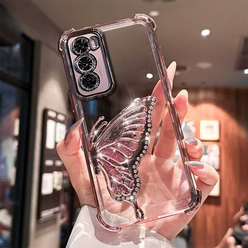 ส่งจากไทย เคสสำหรับ VIVO Y21 Y21D Y31 Y33S Y33T T1X Y17 Y11 Y12 Y15 เคสใส ขอบสี ผีเสื้อ ตั้งได้ กันก