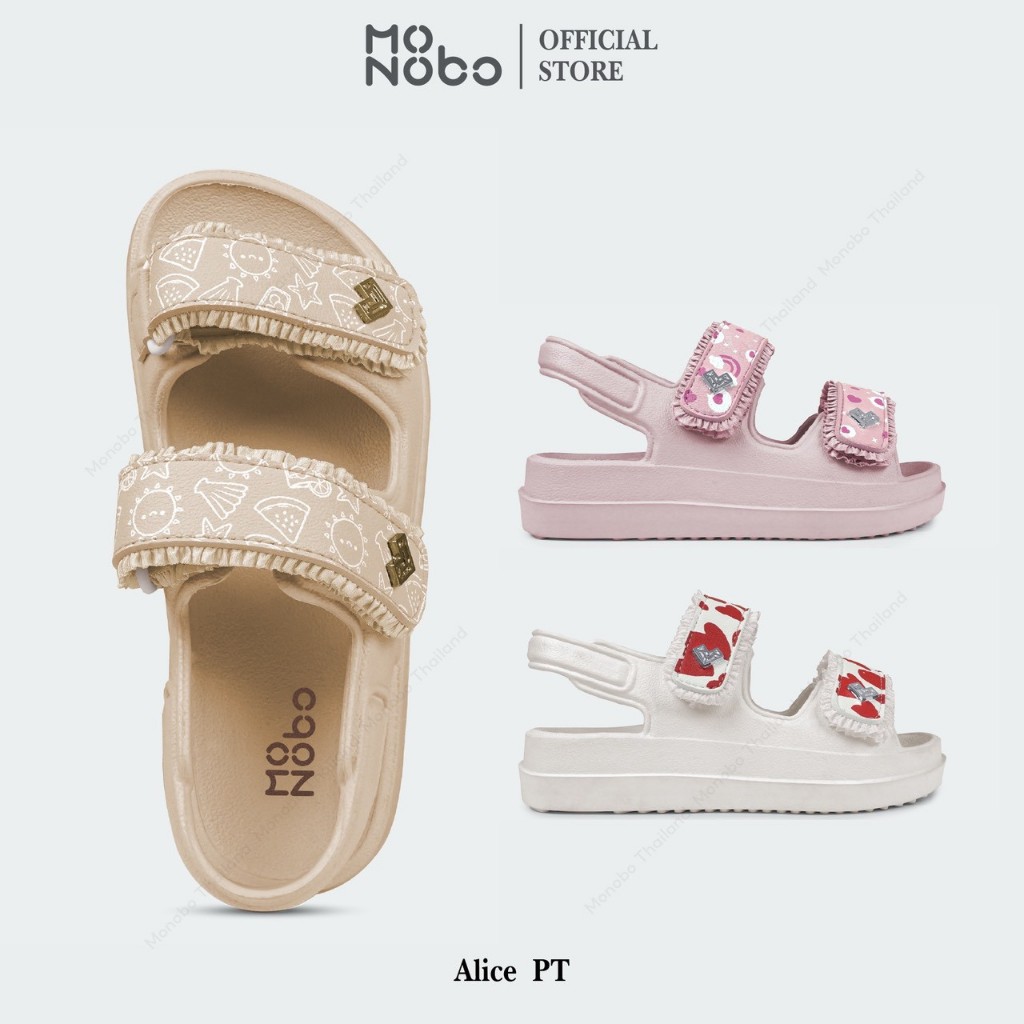 Monobo รุ่น Alice PT(Valentine)รองเท้าแตะสายคู่สวมง่าย ลุคน่ารักสายหวาน ตกแต่งโลโก้ทรงเพชร พื้นนุ่ม เดินสบาย ของแท้ 100%