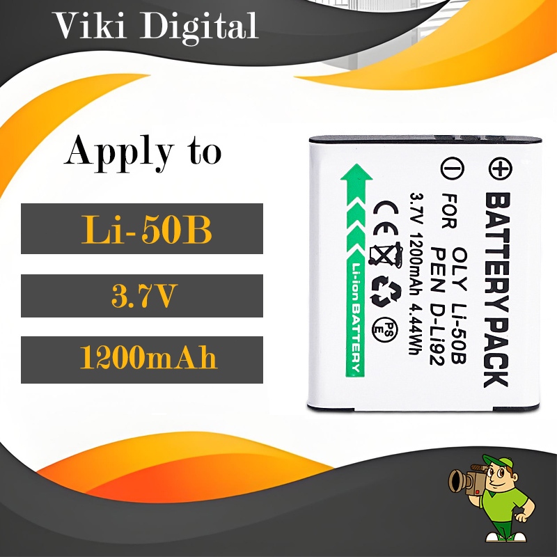 แบตเตอรี่ Li-50B สำหรับ Olympus CCD กล้อง TG850 SP820 VR350 u-1020 u-1030（OEM battery）