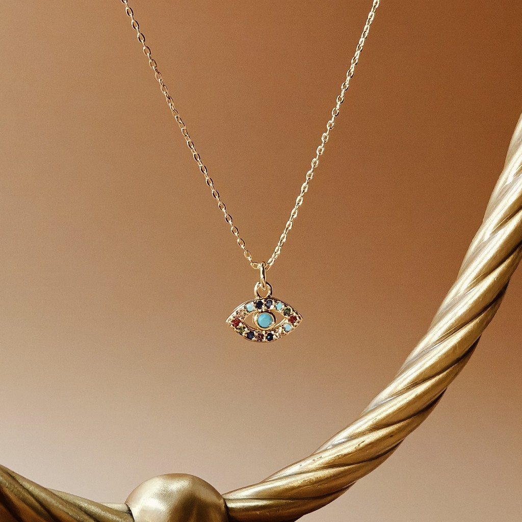 Vachana - Nine Lucky Gems Evil Eyes Necklace (สร้อยนพเก้าดวงตาปีศาจสีทอง)