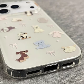 เคสไอโฟน 15สำหรับ IPhone 17 air 11 16 15 13 12 14 Pro Max XR XS X Max7 8 Plusการ์ตูนลูกสุนัขดาวส่องแสงโบว์หัวใจรักปกใหม่