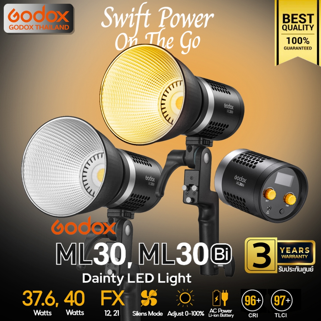 Godox LED ML30, ML30Bi ( 37.6W, 40W ) Portable - Godox Mount ( ML-GB, BC60 ) / Godox Thailand