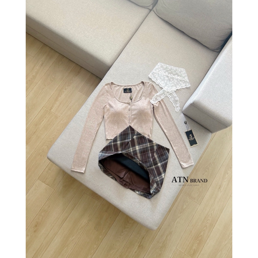 ATN(เช็คก่อนสั่ง) ชุดset2ชิ้น เสื้อแขนยาวแต่งกระดุม+กระโปรง สวยน่ารักมาก(XS-L) - รูปที่ 5