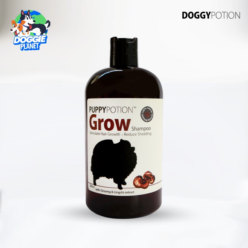 Doggy Potion Grow Shampoo แชมพูเร่งขนยาว ลดขนร่วง สูตรโสม อ่อนโยน สำหรับผิวแพ้ง่าย 500 มล.