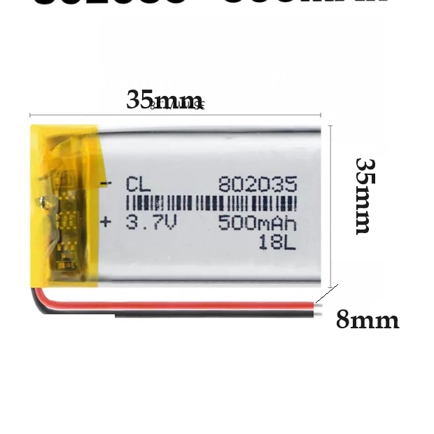 802035 500mah 3.7v battery Polymer สำหรับบลูทูธ mp3 mp4 บลูทูธหมวกกันน็อก