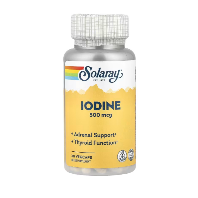 ไอโอดีน Solaray, Iodine, 500 mcg, 30 VegCaps